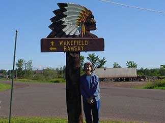 Paula at the Wakefield sign